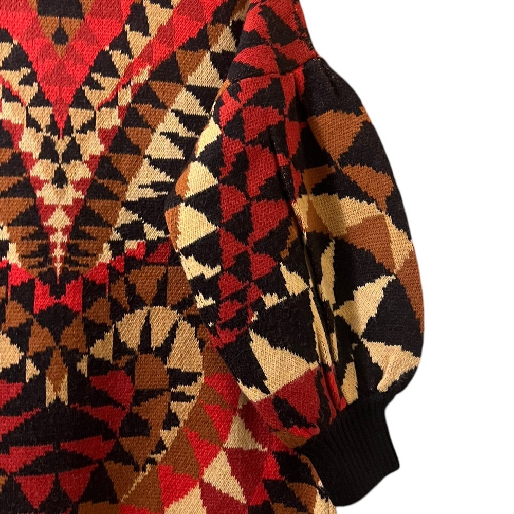 Farm Rio Cardigan Heart Art Deco Intarsia Maxi Knit Sweater Sz‎ S - Picture 10 of 11